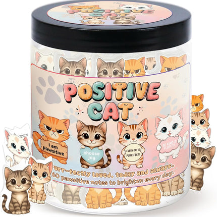 PawHaven RefugioPata Positive Cat Jar with 60 Daily Affirmation Cards, Emotional Support Gift — Pet Supplies