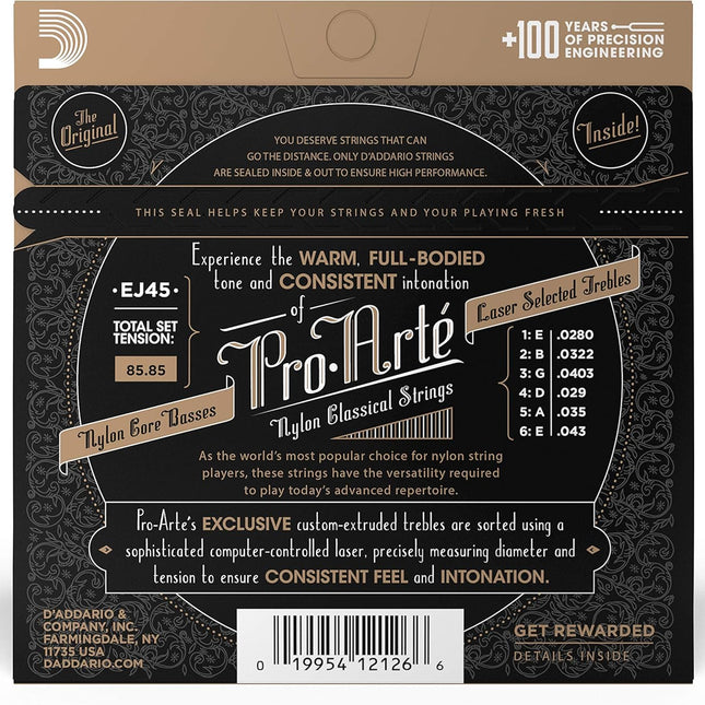 Pro Arte Nylon Classical Guitar Strings, EJ45 Normal Tension, 6-String Set