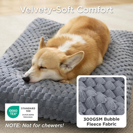 Washable Grey Dog Crate Bed, 35" x 23" x 3.5"