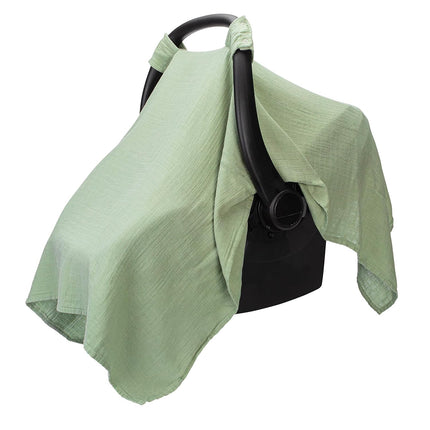 Sage Baby Car Seat Cover - Bamboo Rayon and Muslin Cotton Blend Canopy