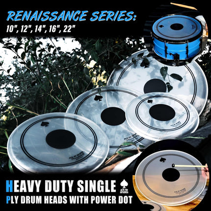 5-Piece Reinforced Drum Head Set – 10-22 Inch with Black Dot