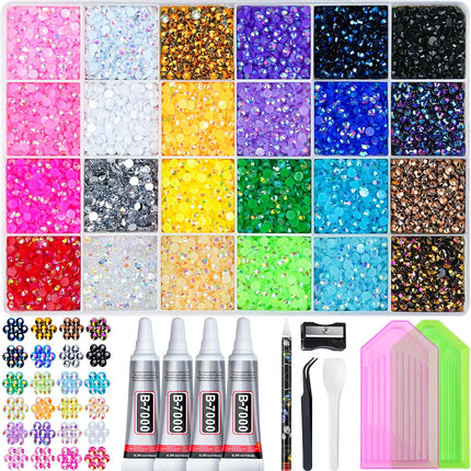 35000-Piece Multicolor Resin Jelly Rhinestones Kit with Glue and Tools