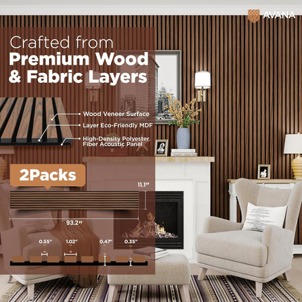 AuraHaus CasaAura Avana Acoustic Wood Wall Panels – 93.2x11.25 Inch Panels — Home Decor & Ambiance