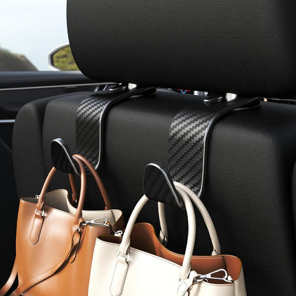 4-Pack Black Checkered Car Headrest Hooks