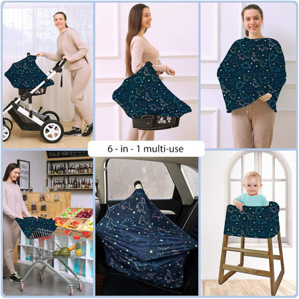 Dark Blue Dinosaur Multi-Use Car Seat Canopy Cover