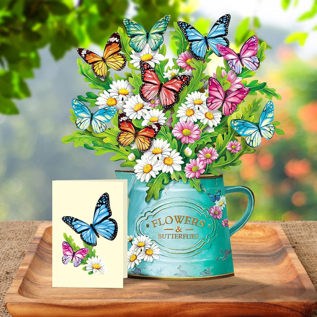 Paper Pop-Up Flower Greeting Card with Note Card and Envelope