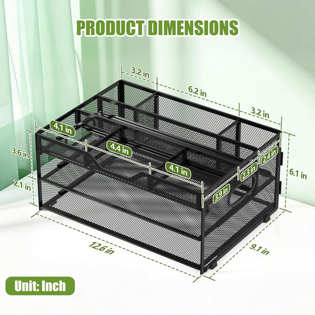 3-Tier Letter Paper Tray Desk Organizer, Black Desktop File Rack Holder