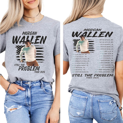 Country Music Tour Style T Shirt Vintage American Flag Print Casual Short Sleeve Concert Tee - Black Adult XXL