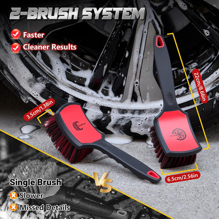 2 Pack Wheel & Tire Brush Set for Car Detailing