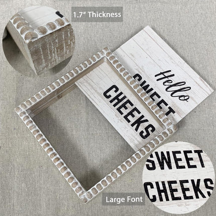 Hello Sweet Cheeks Wooden Framed Bathroom Decor Plaque