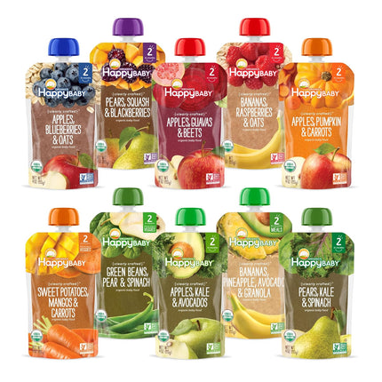 Stage 2 Organic Fruit & Veggie Baby Food Pouches, 4 oz, Pack of 10