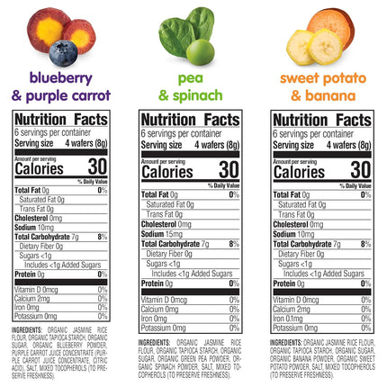 Organic Baby Teething Wafers, 3 Flavor Variety Pack, 12 Count Pack of 3