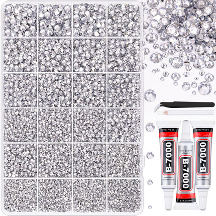 32000-Piece Silver Clear Flatback Resin Rhinestones Kit