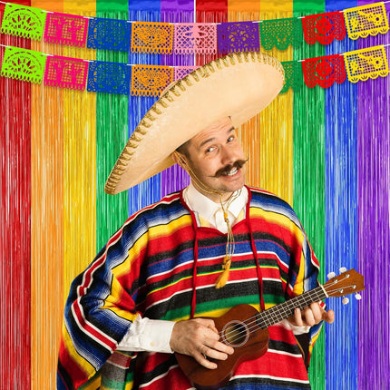 AuraHaus CasaAura Cinco de Mayo Decorations Fiesta Party Decorations Foil Fringe Curtains — Home Decor & Ambiance