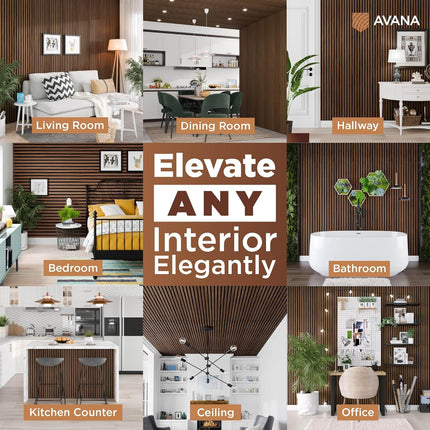 AuraHaus CasaAura Avana Acoustic Wood Wall Panels – 93.2x11.25 Inch Panels — Home Decor & Ambiance