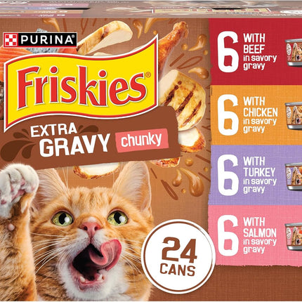 Friskies Extra Gravy Wet Cat Food Chunky 24ct Variety Pack (With Chicken — Pet Supplies