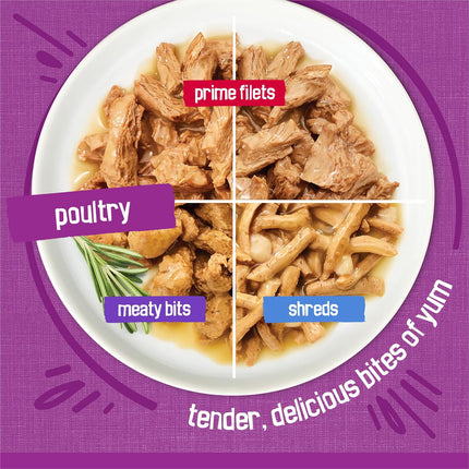 Friskies Gravy Wet Cat Food Variety Pack, Poultry Shreds — Pet Supplies