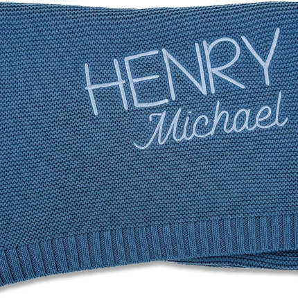 Custom Embroidered Dusty Blue 100% Cotton Baby Receiving Blanket