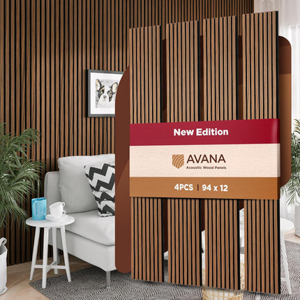 AuraHaus CasaAura Avana Acoustic Wood Wall Panels – 93.2x11.25 Inch Panels — Home Decor & Ambiance