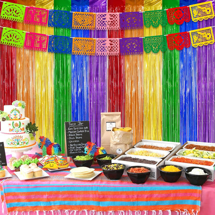 AuraHaus CasaAura Cinco de Mayo Decorations Fiesta Party Decorations Foil Fringe Curtains — Home Decor & Ambiance