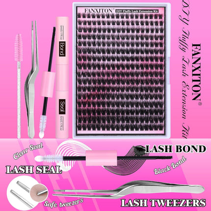 GlowEssence EsenciaLuz FANXITON DIY Lash Extension Kit Full Lash Clusters 288 pcs Thick Lash — Beauty & Self-Care