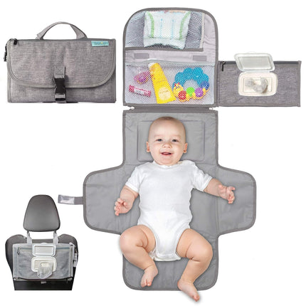 Grey Portable Baby Diaper Changing Pad Travel Kit