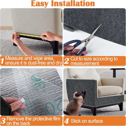 Dark Gray Trimmable Self-Adhesive Cat Scratch Pad - 78.7 x 15.8 in