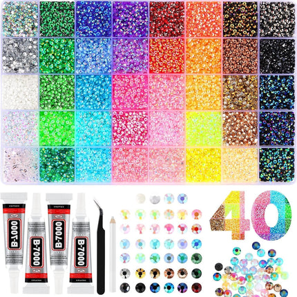 40-Color Resin Jelly Flatback Rhinestone Bedazzling Kit
