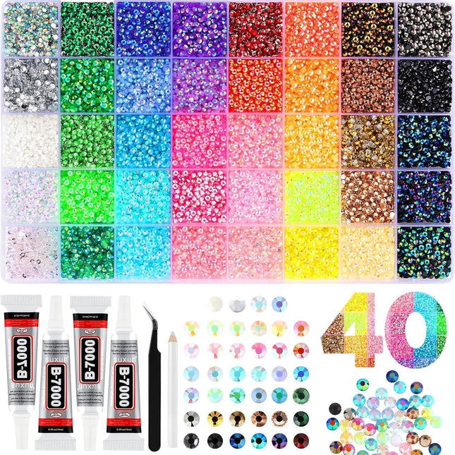 40-Color Resin Jelly Flatback Rhinestone Bedazzling Kit