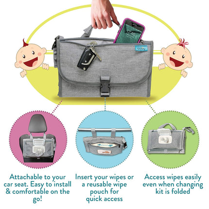 Grey Portable Baby Diaper Changing Pad Travel Kit