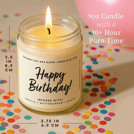 Happy Birthday Vanilla Buttercream Soy Jar Candle for Women, 9 oz