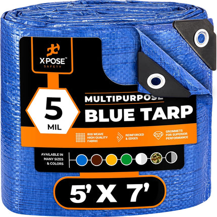 Better Blue Poly Tarp - 5' x 7' Multipurpose Waterproof Protective Cover