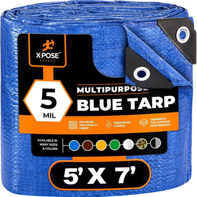 Better Blue Poly Tarp - 5' x 7' Multipurpose Waterproof Protective Cover