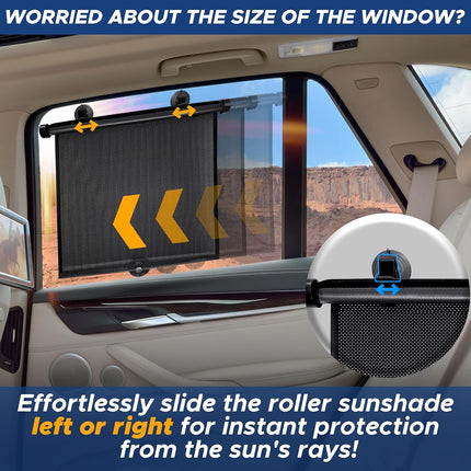 Car Side Window Retractable Sun Shade, 2 Pack, 15 in x 17 in