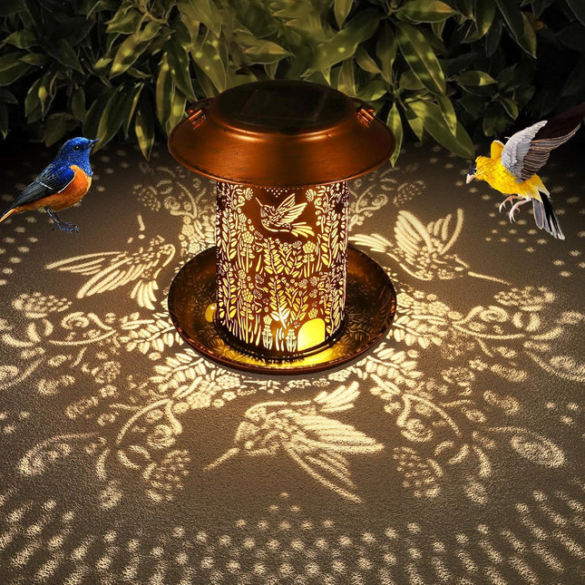 Outdoor Hummingbird Feeder Solar Lantern Garden Decor