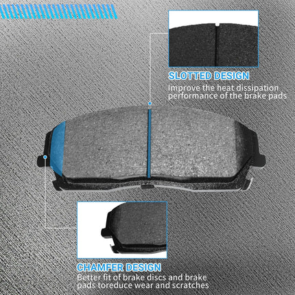 Front and Rear Semi-Metallic Automotive Replacement Brake Pads D1056 D1057