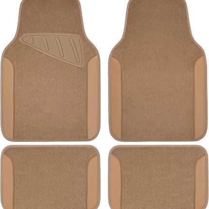 DriveForge ForjaRuta CAR PASS Beige Leather & Waterproof Car Carpet Floor Mats — Auto & Moto