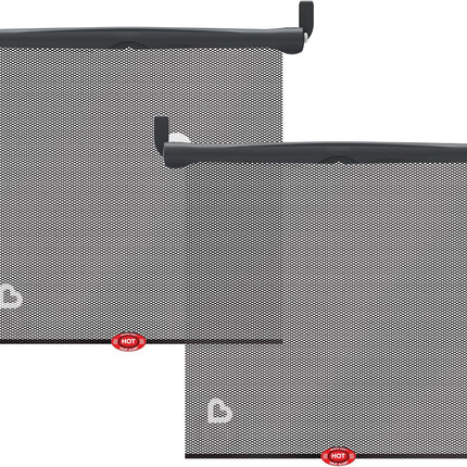 Sun Safety Car Window Shade with Heat Alert, 2 Pack, Black