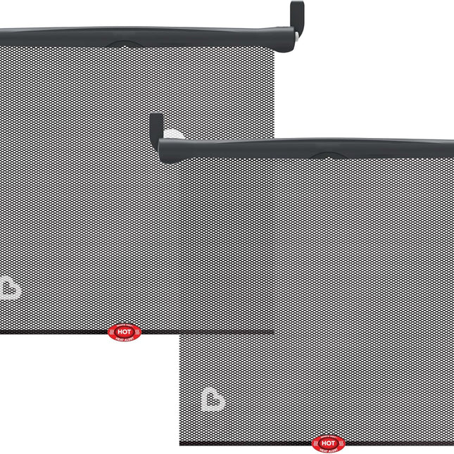 Sun Safety Car Window Shade with Heat Alert, 2 Pack, Black
