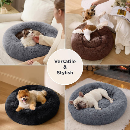 Calming Donut Cat Bed - Grey 20x20 Inches