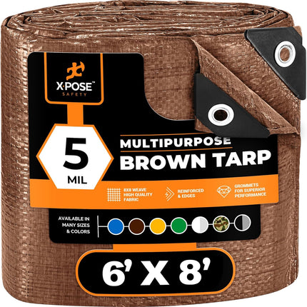 Multipurpose Protective Cover Brown Poly Tarp 6' x 8'