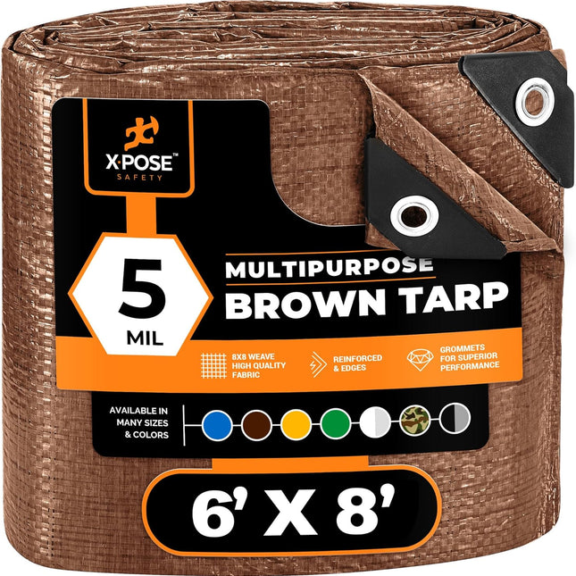 Multipurpose Protective Cover Brown Poly Tarp 6' x 8'