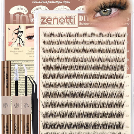 Spider Lashes Cluster Kit, Wispy D Curl Lash Clusters 8-16mm
