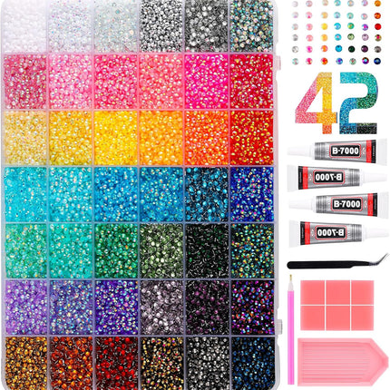 41,000-Piece 42-Color 3mm Flatback Rhinestone Bedazzling Kit