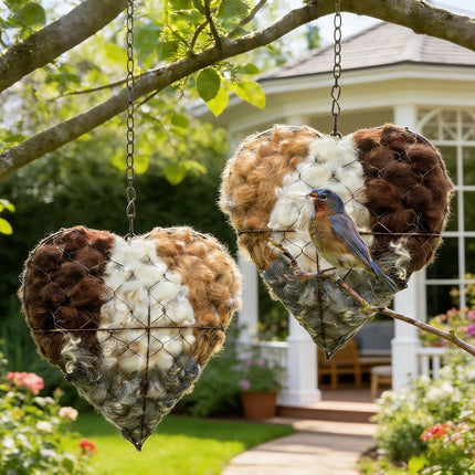 AuraHaus CasaAura Alpaca Fiber Bird Nesting Heart, Refillable Nesting Material Accessory — Home Decor & Ambiance