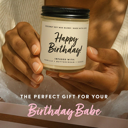 Happy Birthday Vanilla Buttercream Soy Jar Candle for Women, 9 oz