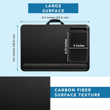 Home Office Pro Lap Desk with Wrist Rest, Mouse Pad, and Phone Holder - Black Carbon