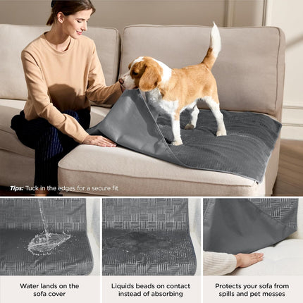 Waterproof Washable Couch Cover for Dogs, Ash Grey, 52 x 82 in