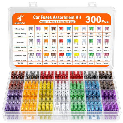 300-Piece Automotive Fuse Assortment Kit with Puller