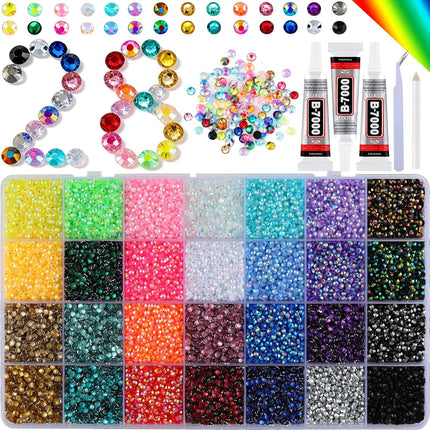 28 Colors Resin Jelly Gems Bedazzling Kit with 3mm Flatback Rhinestones and Glue